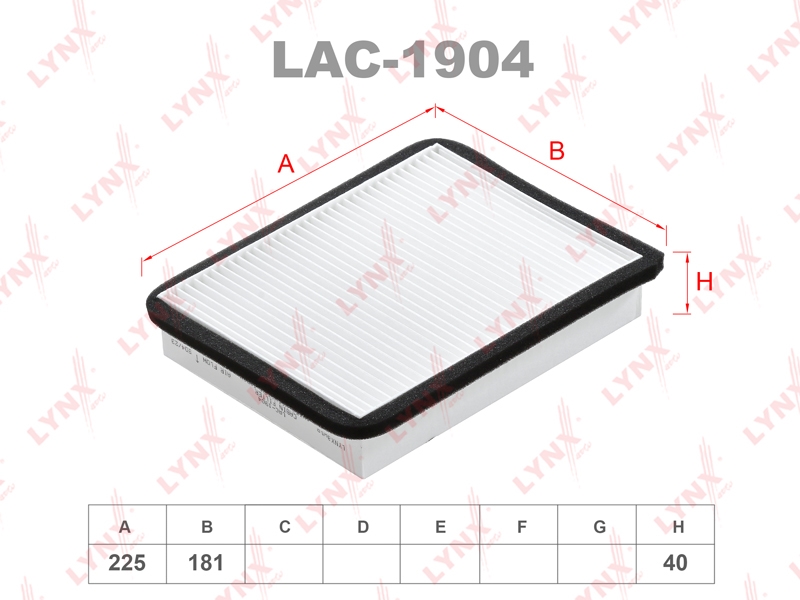 LYNXAUTO LAC1904 Фильтр салона LADA 2110-12/PRIORA 2170-72