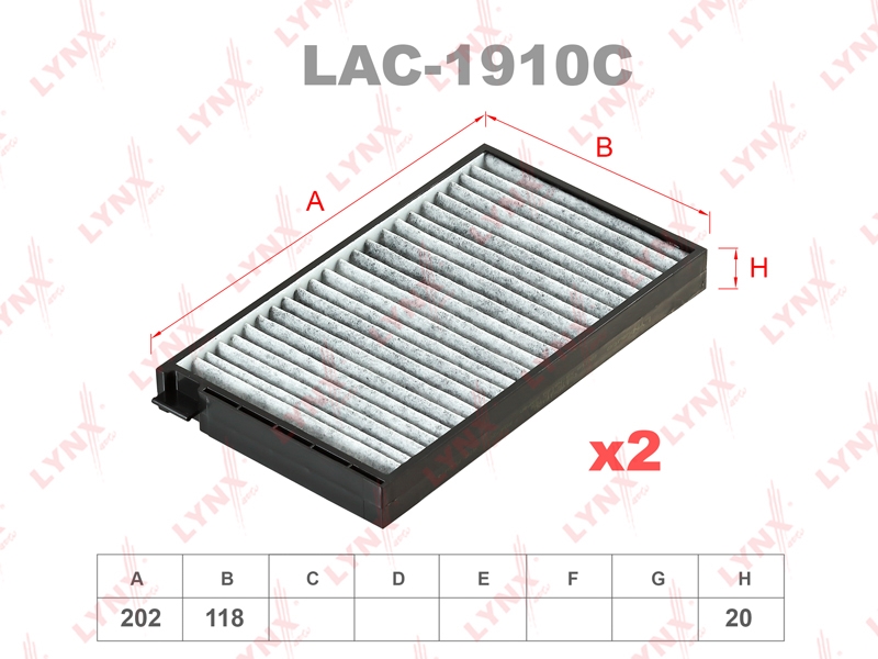 LYNXAUTO LAC1910C Фильтр салонный угольный (комплект 2 шт.)