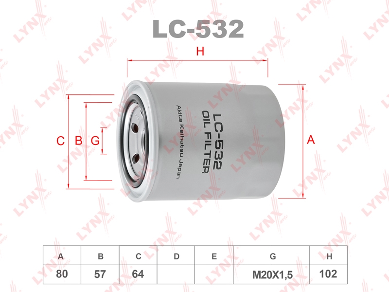 LYNXAUTO LC532 Фильтр масляный HCV