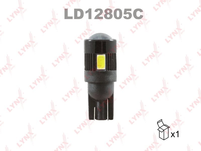 LYNXAUTO LD12805C Лампа светодиодная LED W5W T10 12V W2,1x9,5d SMDx6 7200K CANbus