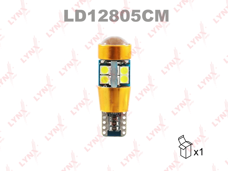 LYNXAUTO LD12805CM Лампа светодиодная LED W5W T10 12V W2,1x9,5d SMDx19 6200K CANbus