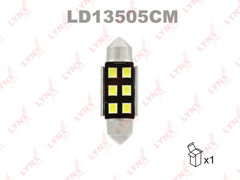 LYNXAUTO LD13505CM Лампа светодиодная LED C5W T11x35 12V SV8,5-8 SMDx6 7000K CANbus