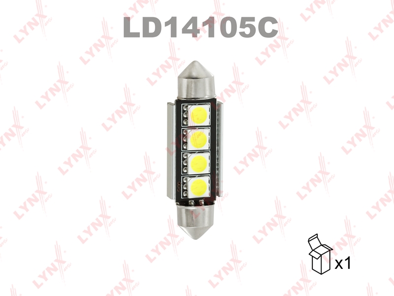 LYNXAUTO LD14105C Лампа светодиодная LED C5W T11x41 12V SV8,5-8 SMDx4 7000K CANbus