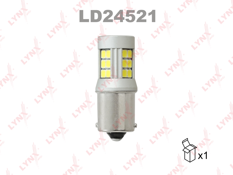 LYNXAUTO LD24521 Лампа светодиодная LED P21W S25 24V BA15s SMDx27 6200K HCV