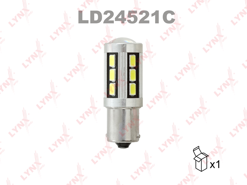 LYNXAUTO LD24521C Лампа светодиодная LED P21W S25 24V BA15s SMDx18 7200K CANbus HCV