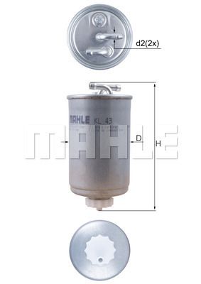 MAHLE KL43 Фильтр топливный VW T2/GOLF 2/LT/POLO 1.3D-2.4D/HONDA ACCORD 2.0D -00