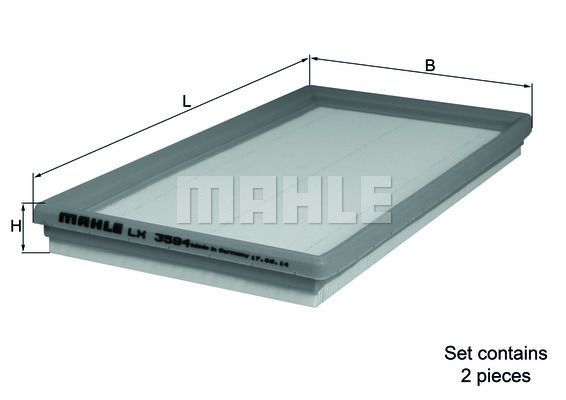 MAHLE LX3594S Фильтр воздушный MB W204/211/212/164/221/251 AMG 06- (упак.2шт.)