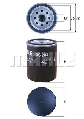 MAHLE OC203 Фильтр масляный FORD ESCORT/MONDEO/FIESTA 1.8D -00