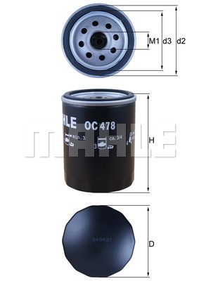 MAHLE OC478 Фильтр масл.TOYOTA LAND CRUISER 100/LEXUS LS430