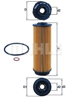 MAHLE OX1146D Фильтр масл.BMW F20/F30/F31/G11/G12 mot.B57/58 3.0D 2014 =>