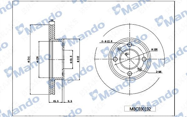 MANDO MBC030133 Диск тормозной