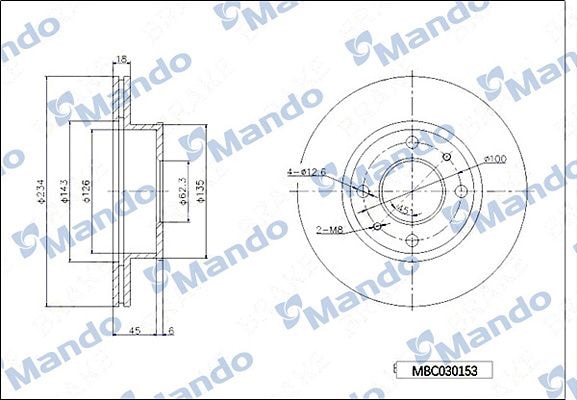 MANDO MBC030154 Диск тормозной