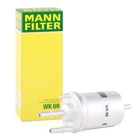 MANN-FILTER WK69 Фильтр топливный AUDI A3 >03, TT >06, SEAT Altea >04, Ibiza V >08, Leon II >05, Toledo III >04, SKODA Fabia II >07, Octavia II >04, Roomster >06, Superb II >08, Yeti >