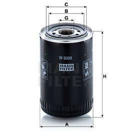 MANN-FILTER W9069 Фильтр масляный MITSUBISHI PAJERO/ MONTERO 3.2 Di-D/TD 4M41/3.0 i 4WD 6G72/ SPORT 2.8 TDi 4M4