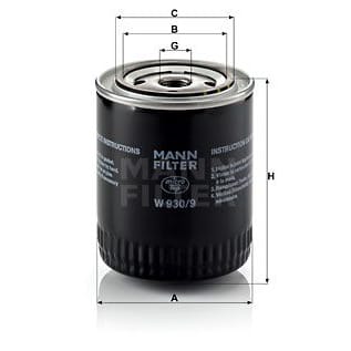 MANN-FILTER W9309 Фильтр масляный