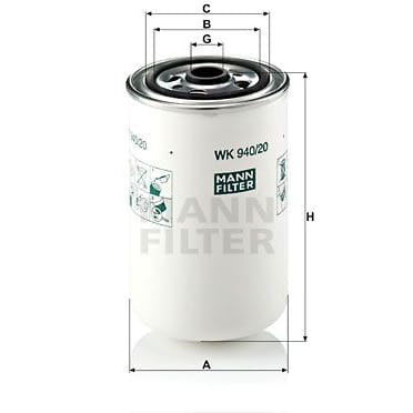 MANN-FILTER WK94020 Фильтр топл.RENAULT Magnum,Kerax,Midlum,Premium Distribution,Premium Route 2000=>