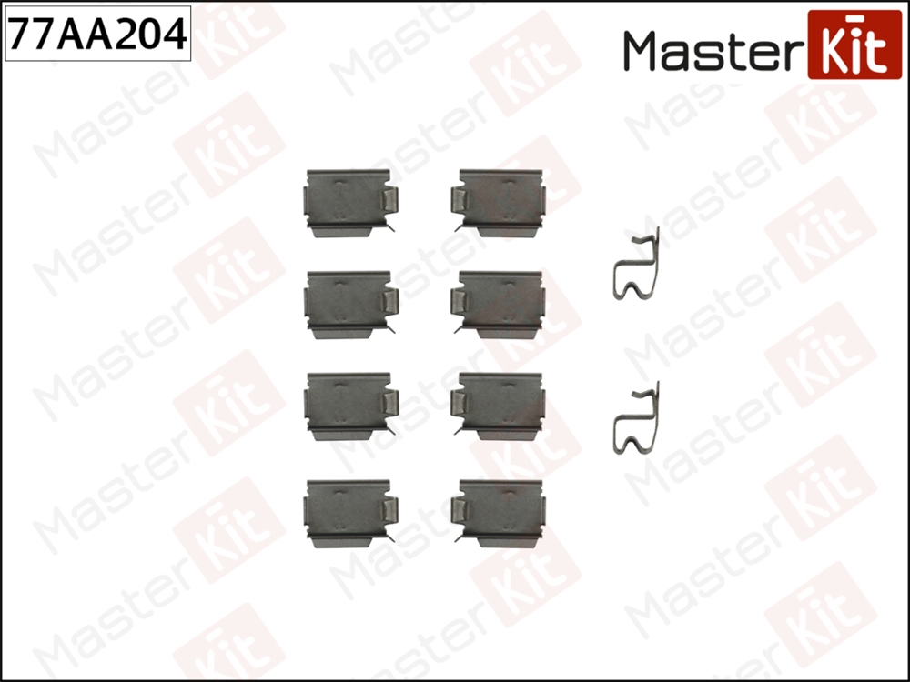 MASTERKIT 77AA204 Комплект установочный тормозных колодок OPEL CORSA C 09-00-12-09, MERIVA 03-10, CHRYSLER VO 77AA204