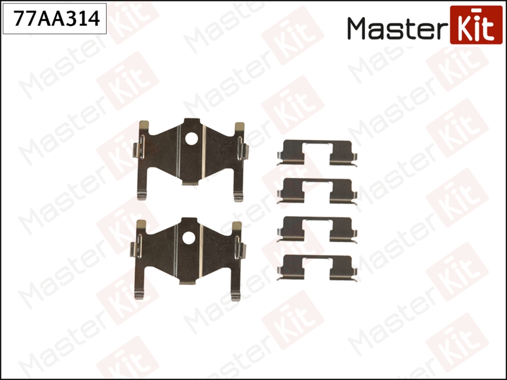 MASTERKIT 77AA314 Комплект установочный тормозных колодок Hyundai Elantra(MD,UD) 10-,Kia Cerato(LD) 04-09