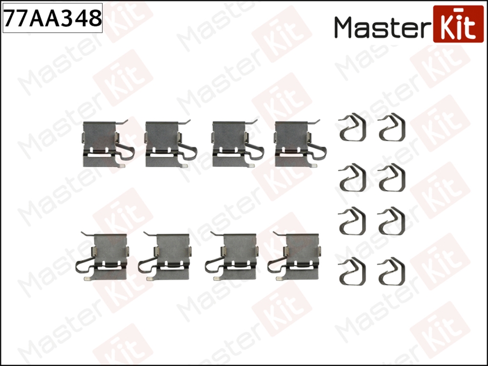 MASTERKIT 77AA348 Комплект установочный тормозных колодок Mazda 6(GJ,GL) 12-,Toyota Yaris( P13 ) 10-