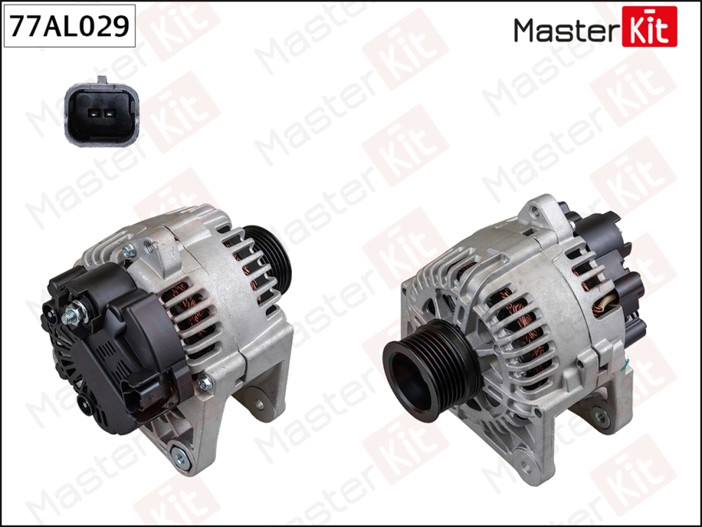 MASTERKIT 77AL029 Генератор Renault Laguna II(BG0/1 ),Logan I(LS ,KS ),Scenic II(JM0/1 ) 01- (14V,110A)