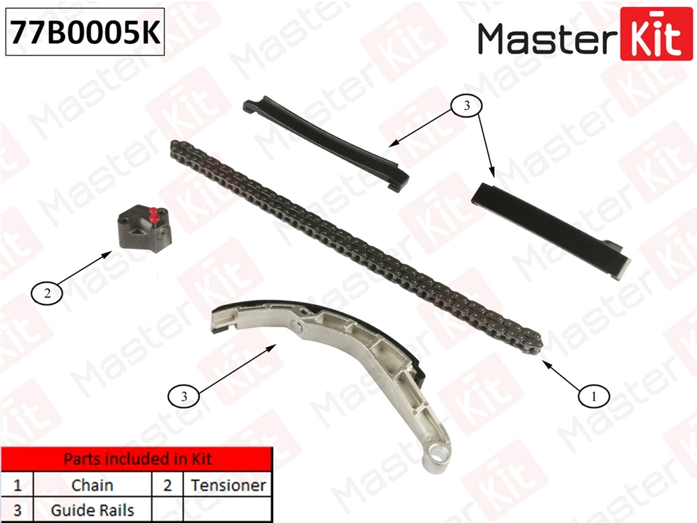 MASTERKIT 77B0005K Комплект цепи ГРМ NISSAN NAVARA III 2.5 dCi YD25DDTI 4WD 04- без звездочек