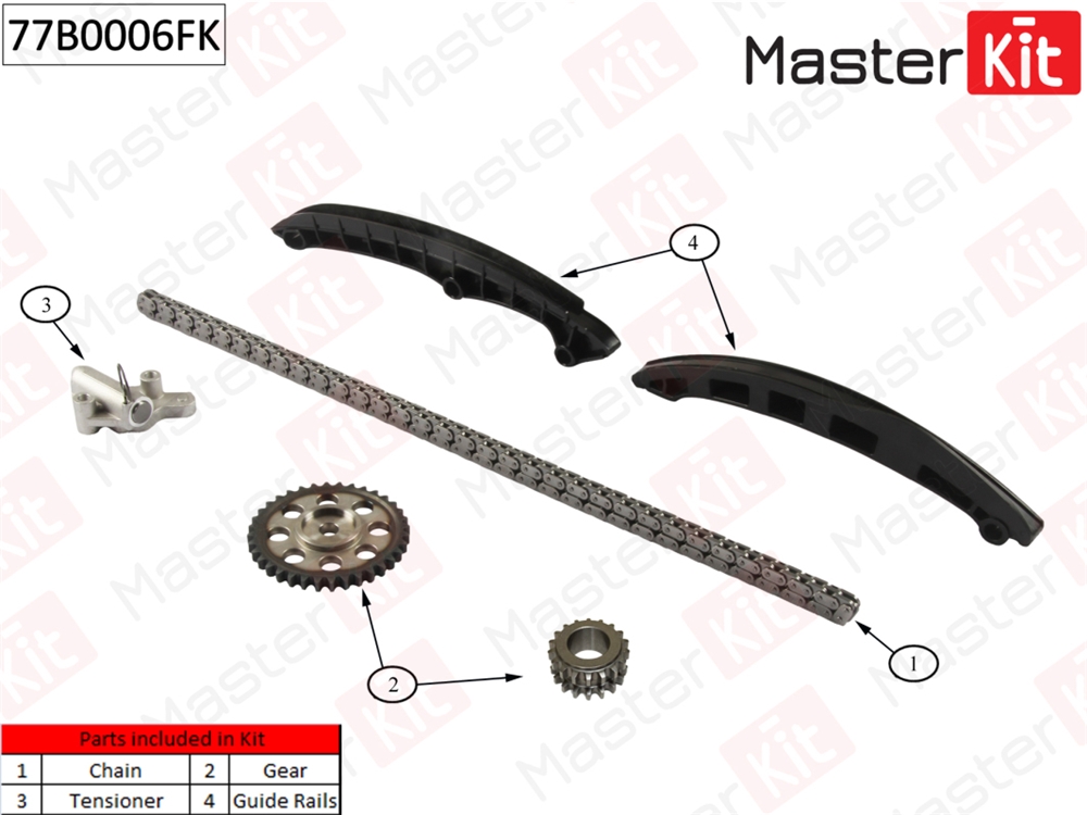 MASTERKIT 77B0006FK Комплект цепи ГРМ Audi Volkswagen 1.4FSi/TFSi 16V 07-