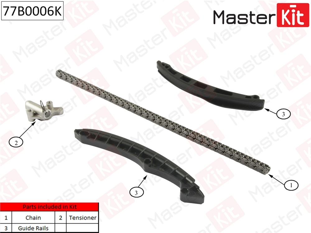 MASTERKIT 77B0006K Комплект цепи ГРМ (без звездочек)  AUDI. VW 1.4FSi/TFSi 16V 07 77B0006K