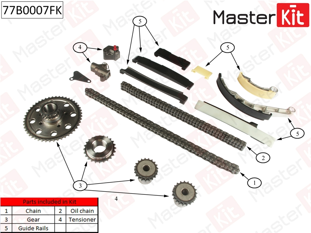 MASTERKIT 77B0007FK Комплект цепи грм nissan pathfinder iii 2.5 dci yd25 05-