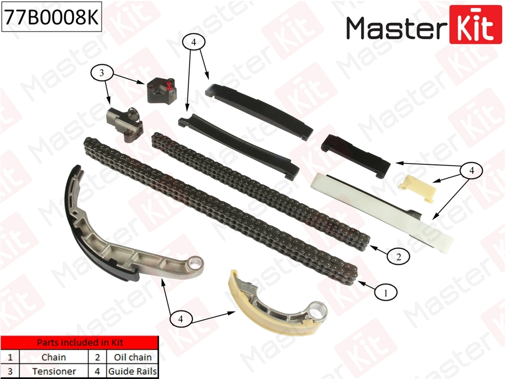 MASTERKIT 77B0008K Комплект цепи ГРМ NISSAN ALMERA/X-TRAIL 2.2D- без звездочек