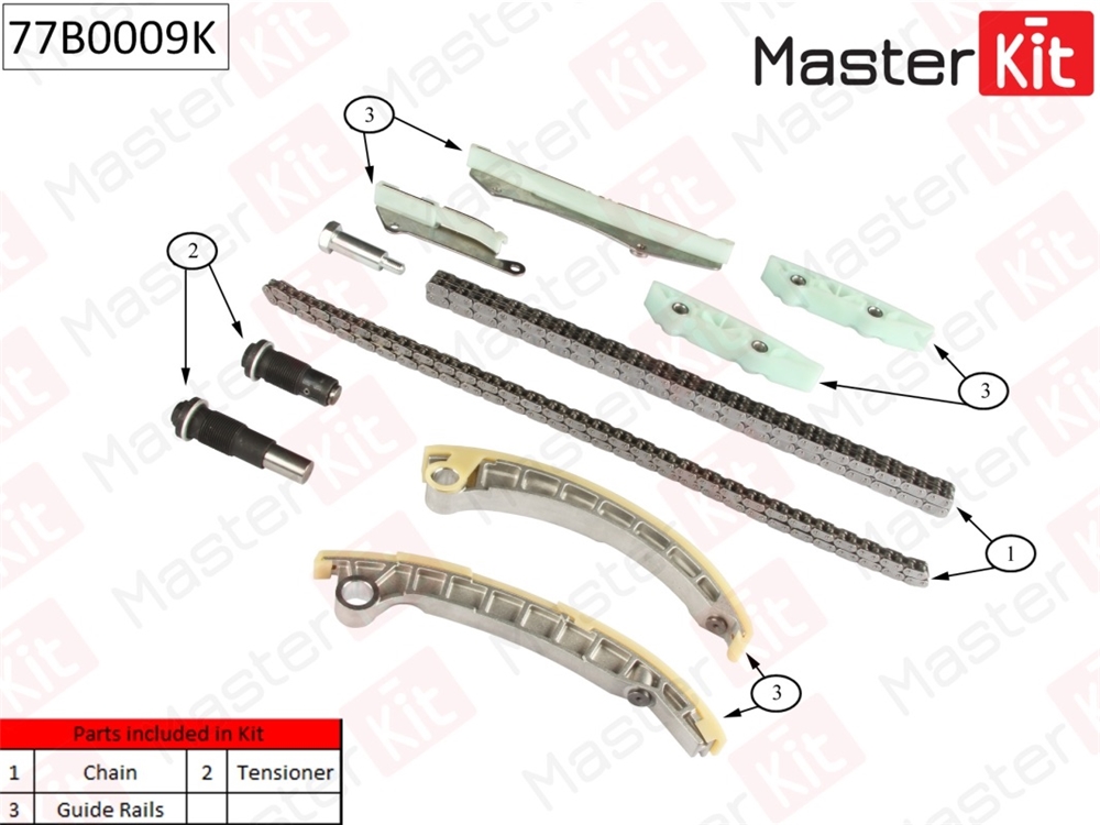 MASTERKIT 77B0009K Комплект цепи ГРМ IVECO DAILY IV 35C15 06-11(без звездочек)
