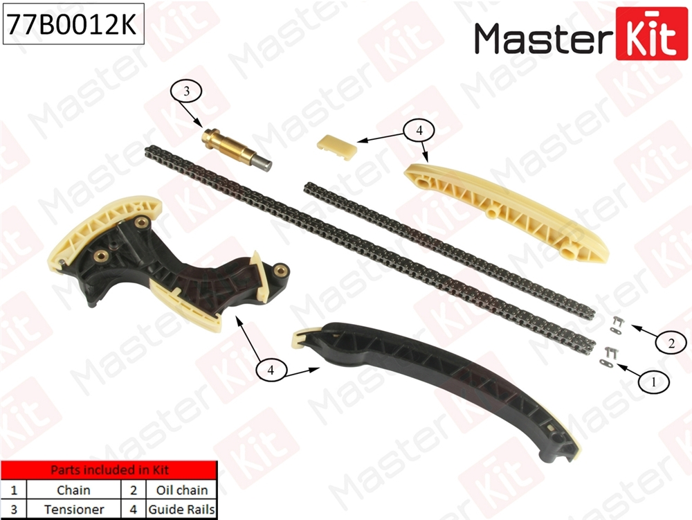 MASTERKIT 77B0012K Комплект цепи ГРМ MB W203/204 1.8 M271 02-09 без звездочек