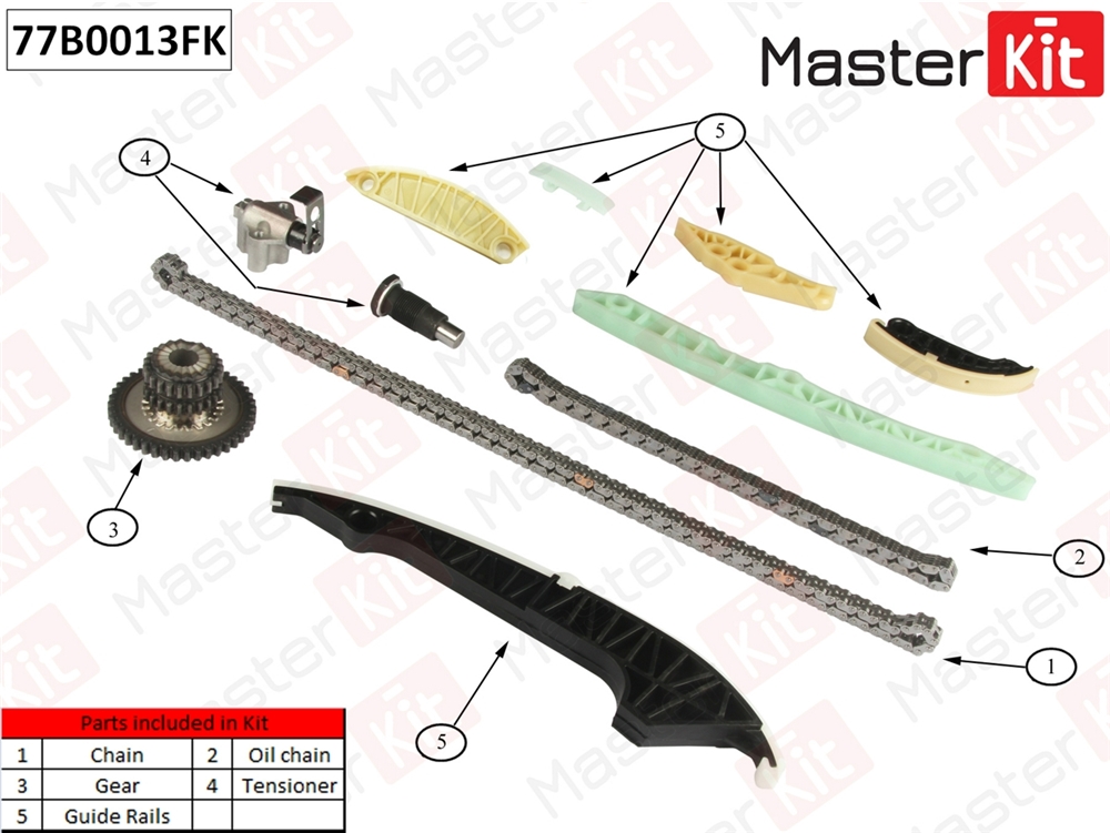 MASTERKIT 77B0013FK Комплект цепи ГРМ AUDI.VW 1.8 TFSI CDAA/CDHA/CDHB/BZB/BYT 08- 77B0013FK