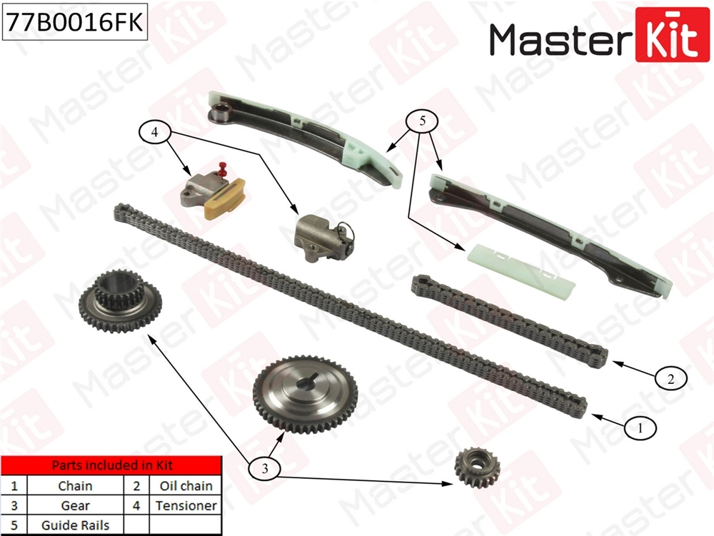 MASTERKIT 77B0016FK Комплект цепи грм nissan x-trail qashqai mr20de 02-13