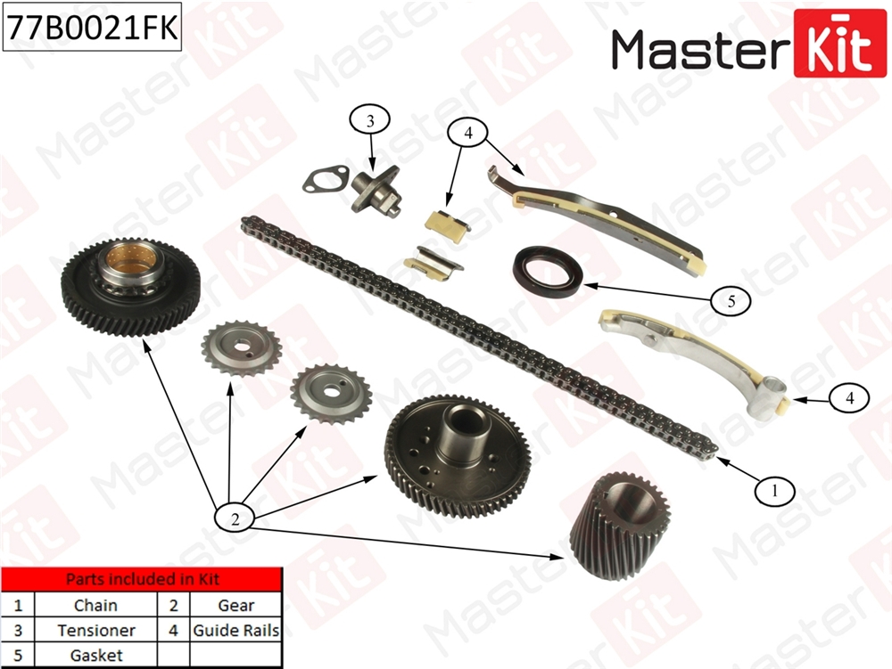 MASTERKIT 77B0021FK Комплект цепи ГРМ MITSUBISHI Pajero III/IV 3.2 Di-D 4M41 06-