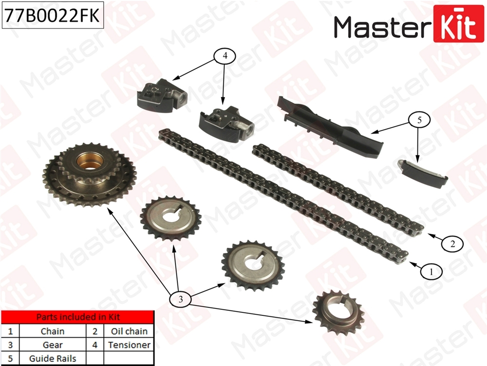 MASTERKIT 77B0022FK Комплект цепи ГРМ NISSAN Micra II 1.0 i 16V CG10DE/CGA3DE 92-02