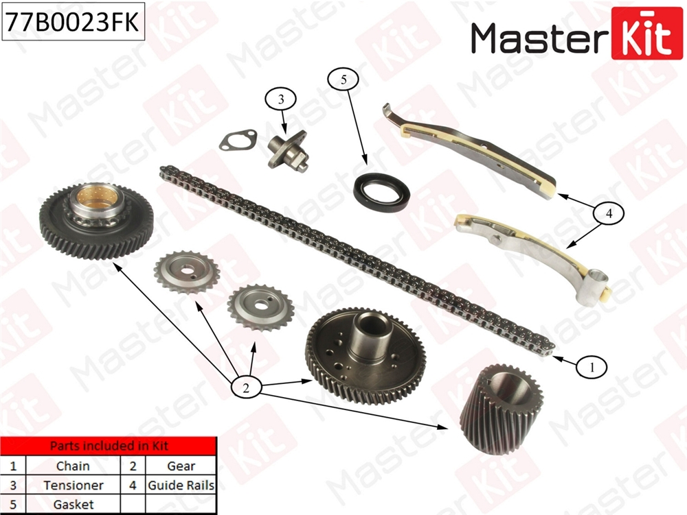 MASTERKIT 77B0023FK Комплект цепи ГРМ MITSUBISHI PAJERO 3.2Di-D 4M41 00- co звездочками