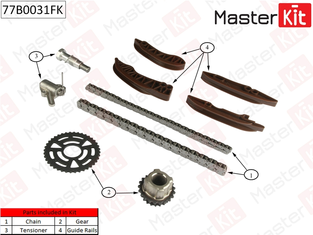 MASTERKIT 77B0031FK Комплект цепи ГРМ BMW 2.0d N47 06- со звездочками