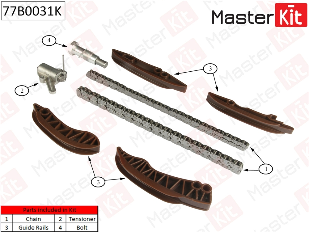 MASTERKIT 77B0031K Комплект цепи ГРМ BMW 2.0d N47 06- без звездочек