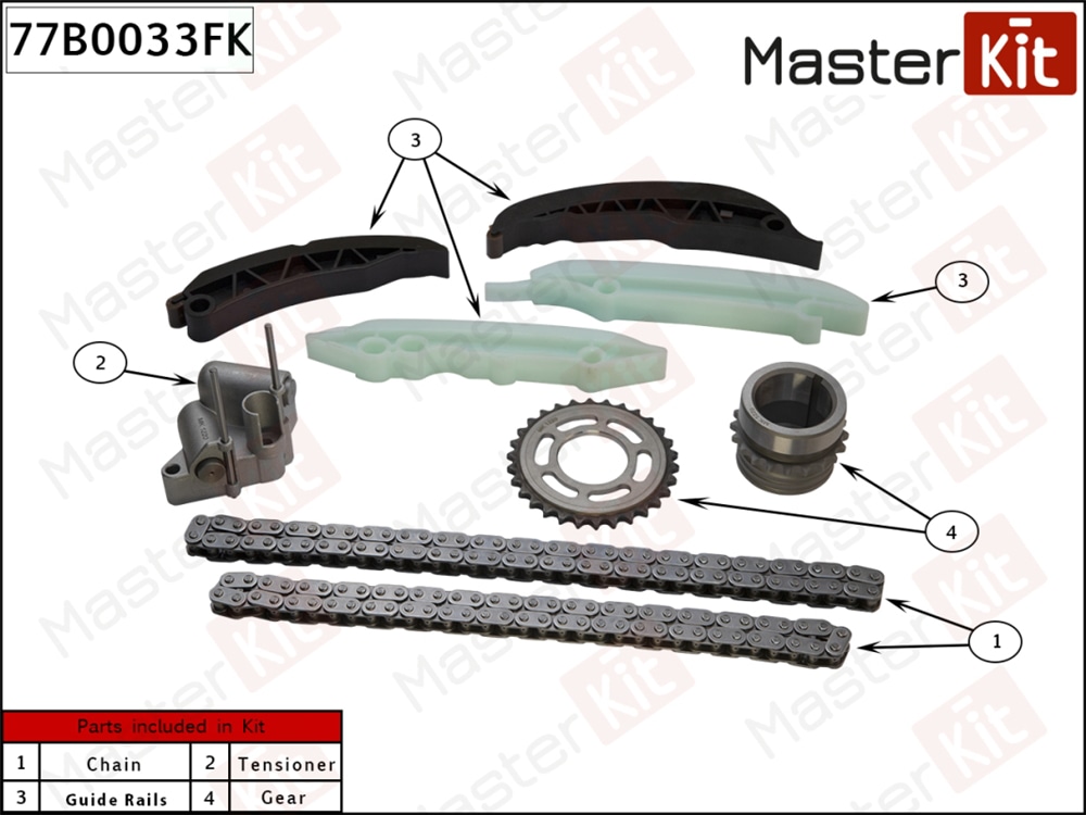 MASTERKIT 77B0033FK Комплект цепи ГРМ BMW E39/E60/E87/E46/E90/E83 2.0D M47 98-