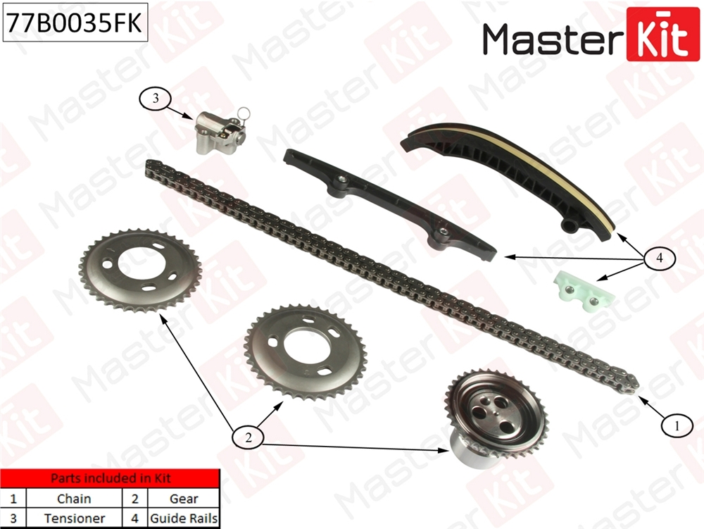 MASTERKIT 77B0035FK Комплект цепи ГРМ FORD Transit 2.2i Duratorq TC 06-15