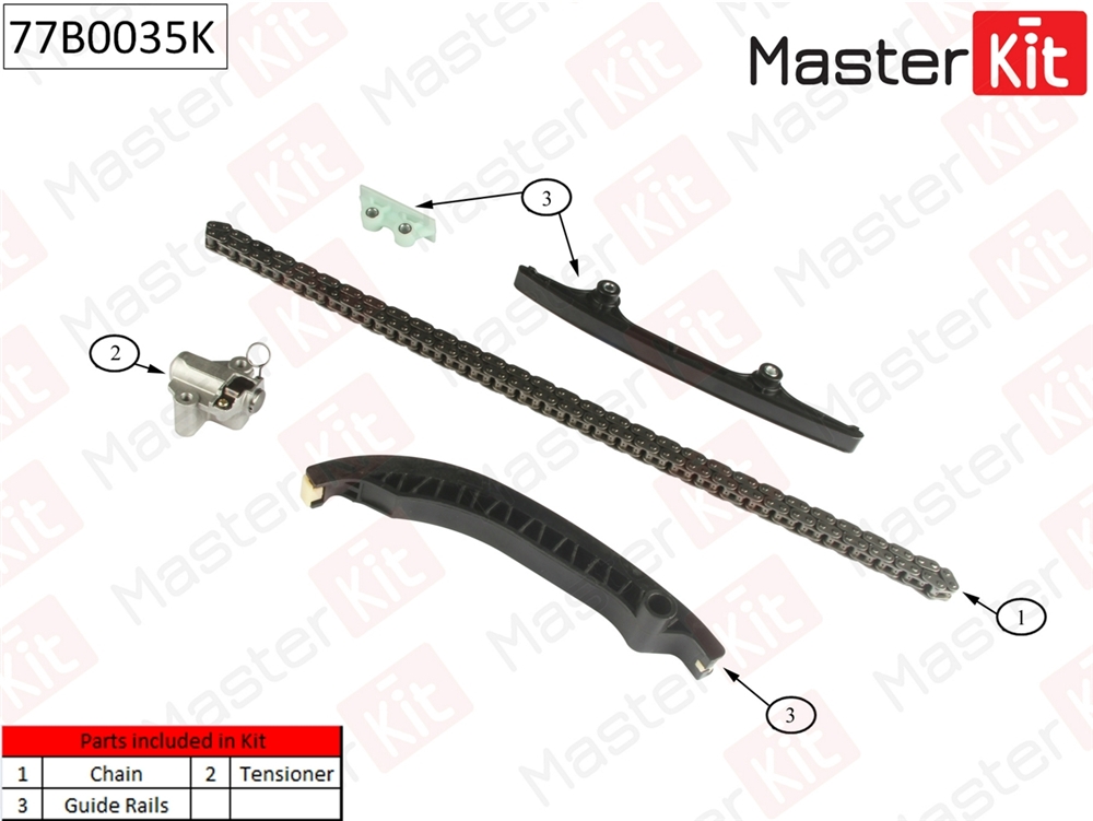 MASTERKIT 77B0035K Комплект цепи ГРМ FORD Transit 2.2i Duratorq TC 06-15 (без звездочек)
