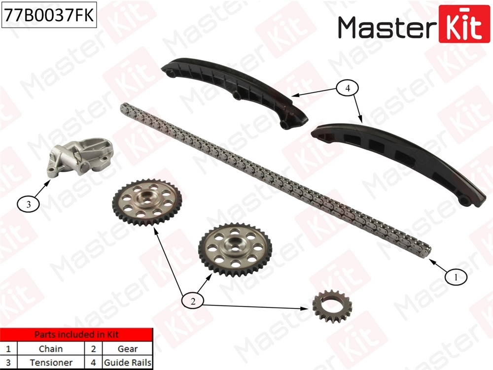 MASTERKIT 77B0037FK Комплект цепи ГРМ SKODA FABIA/Volkswagen POLO 1.2 AZQ/BME/BZG 07-14