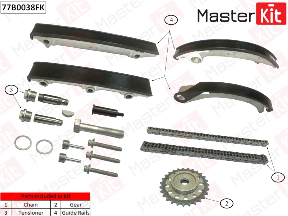 MASTERKIT 77B0038FK Комплект цепи ГРМ Opel Vectra 2.0Di-2.2DTi Y22DTR 96-05