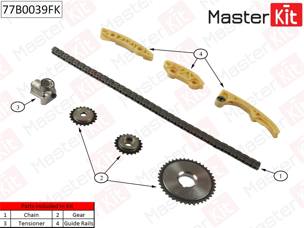 MASTERKIT 77B0039FK Комплект цепи ГРМ Opel Vectra C/Astra G 2.2i 16V Z22SE 02-11