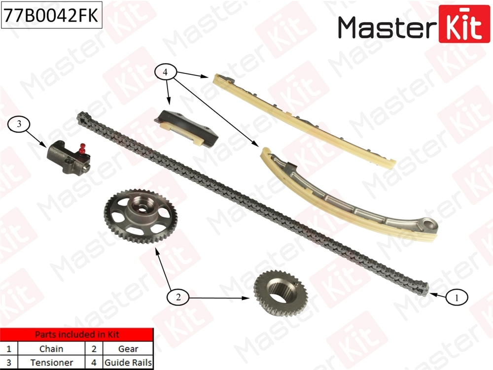 MASTERKIT 77B0042FK Комплект цепи ГРМ HONDA Accord 2.0 VTI-E 5AT K20Z4/K20A4 07-