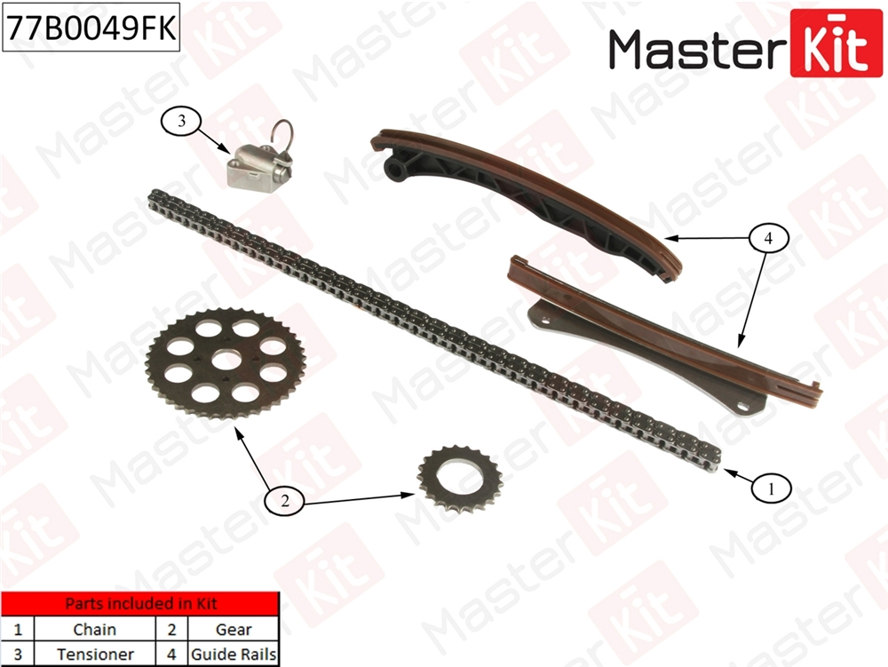 MASTERKIT 77B0049FK Комплект цепи ГРМ OPEL/FIAT/SUZUKI/LANCIA 1.3D 00-