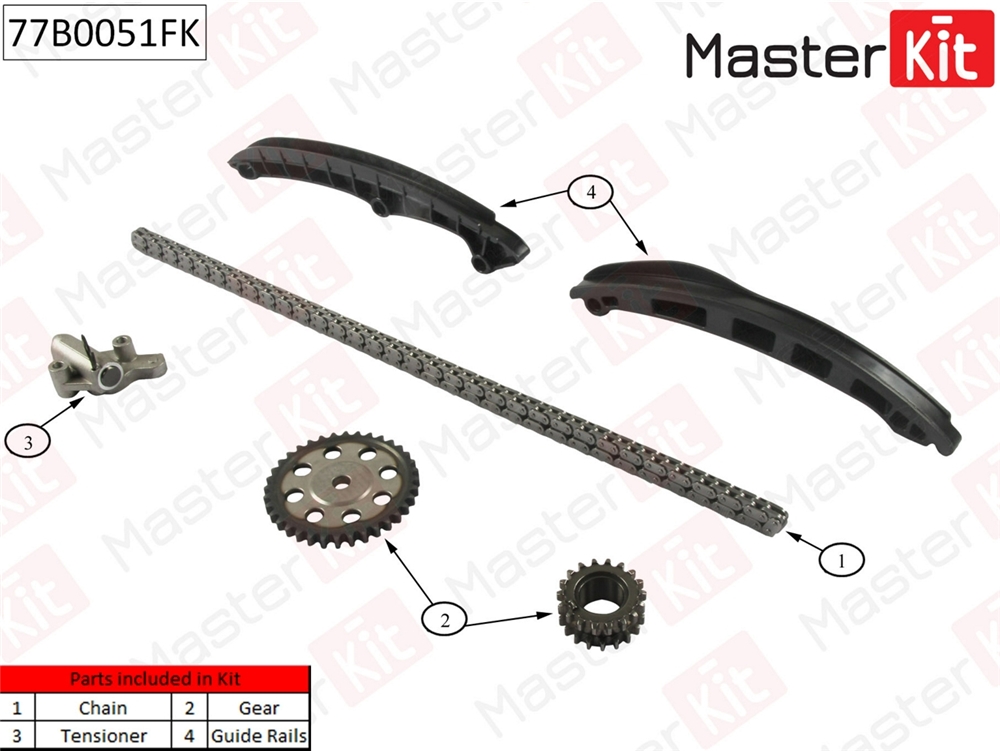 MASTERKIT 77B0051FK Комплект цепи ГРМ VAG 1.4 TSI CAVC,CTHC 06- со звездочками