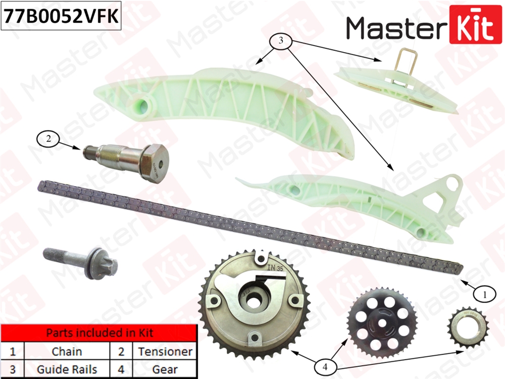 MASTERKIT 77B0052VFK Комплект цепи ГРМ Citroen/Peugeot C4 1.6 THP 140/1.6 THP 1 5FR (EP6DT) (VVT)