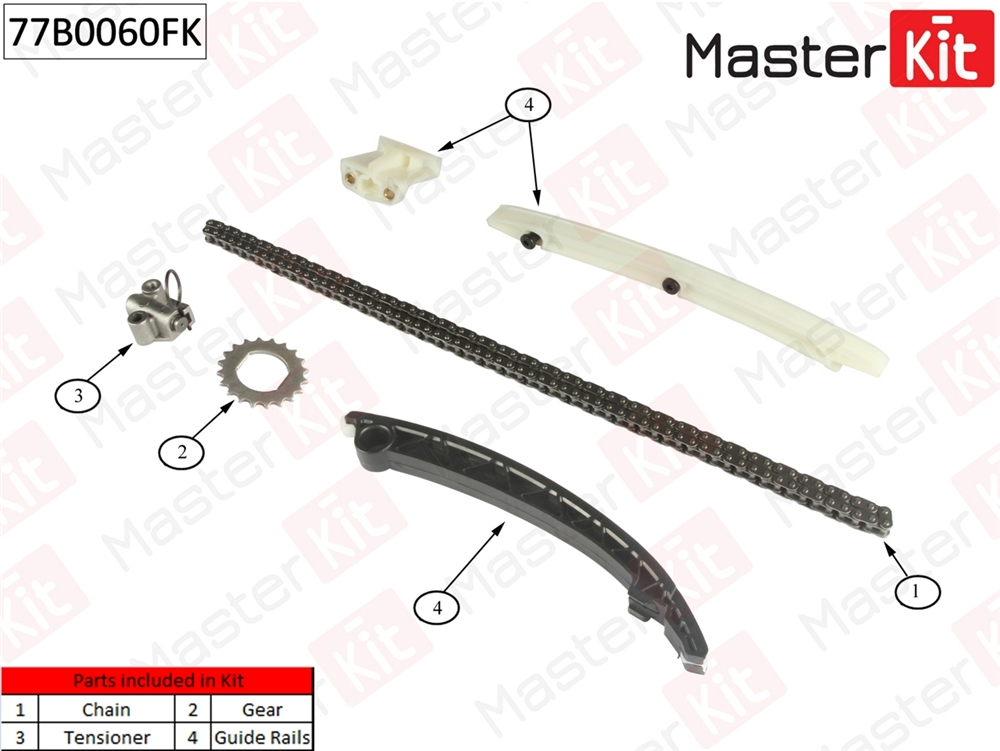 MASTERKIT 77B0060FK Комплект цепи ГРМ Opel Astra H 1.4 04 77B0060FK