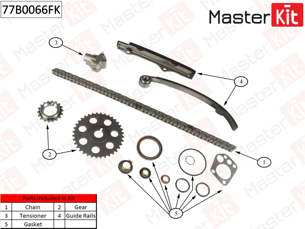 MASTERKIT 77B0066FK Комплект цепи ГРМ NISSAN TERRANO II 2.4 4WD/2.4 i 12V co звездочками